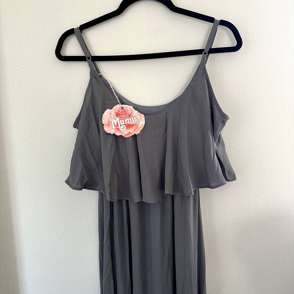 Show Me Your MuMu Caitlin Ruffle Maxi Dress in Grey - Picture 4 of 7